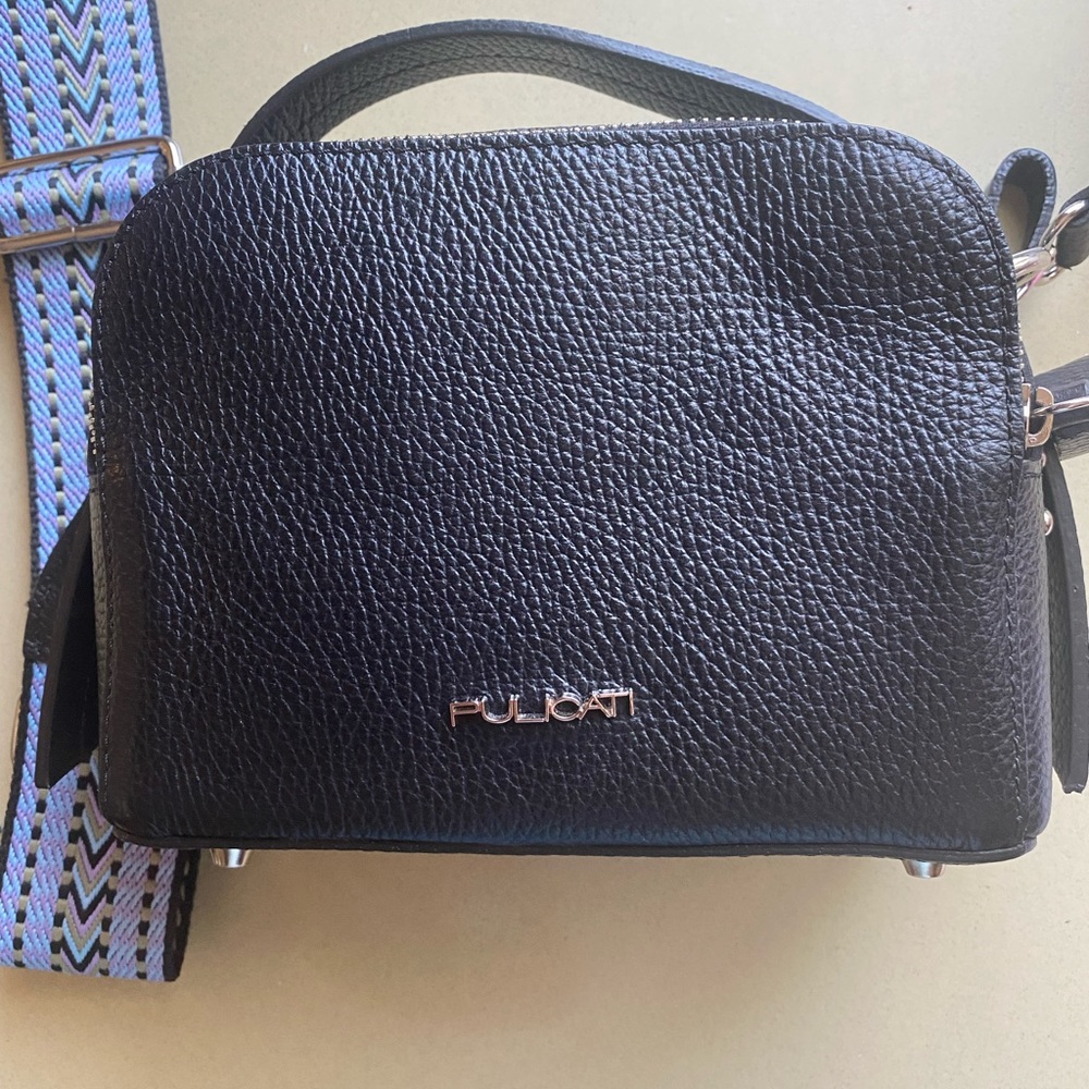 EUC PULICATI genuine leather made in Italy black crossbody/ hand bag - Picture 3 of 16